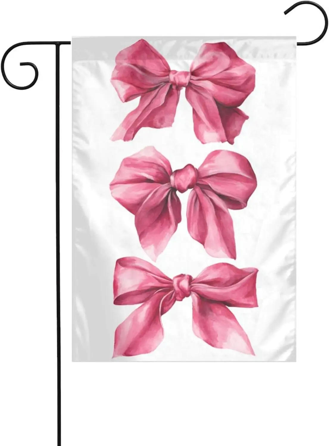 Three Large Coquette Satin Pink Bows Garden Flag 12x18 Vertical Double Sided Farmhouse Holiday Outside Decorations Yard Flag ZZM