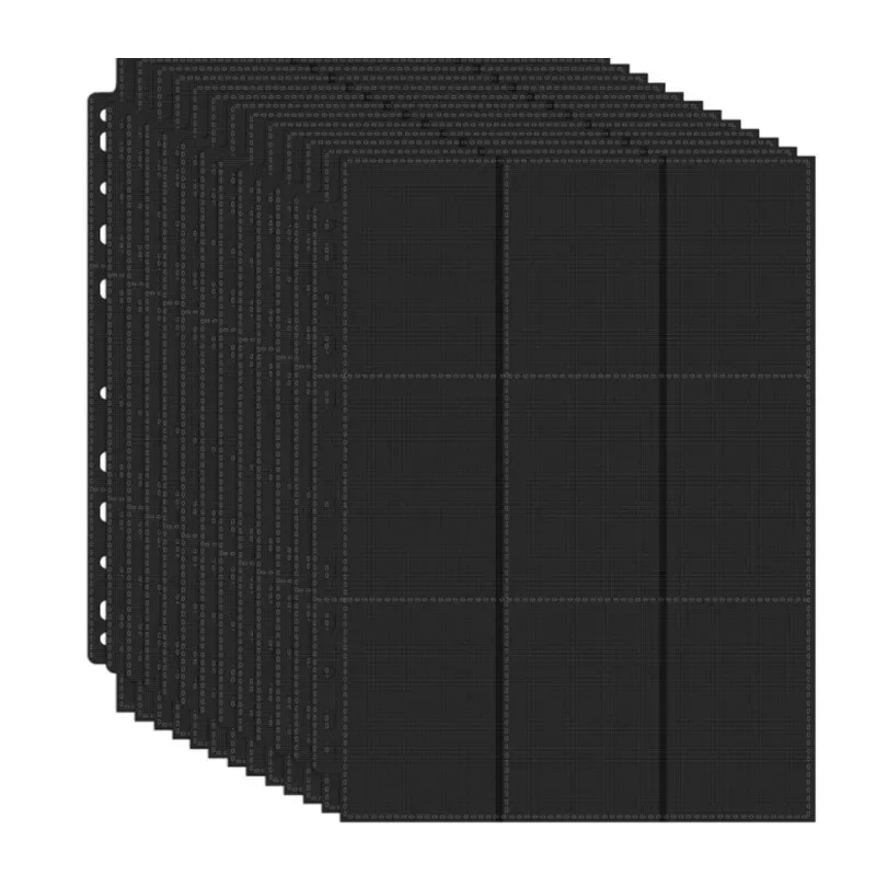 11 Hole Double Sided Card Holder Album Looseleaf 20PCS 9 Pocket Protective Sheet Card Game Baseball Card Looseleaf Binder Black