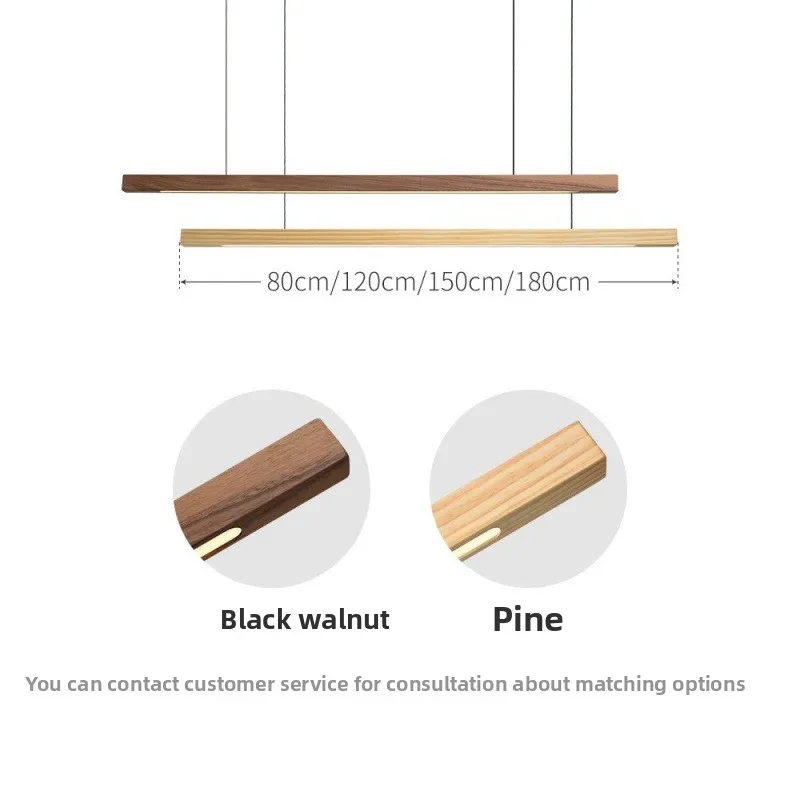 Wooden light strip pendant light luxurious modern simple solid wood bar counter office desk dining table pendant light