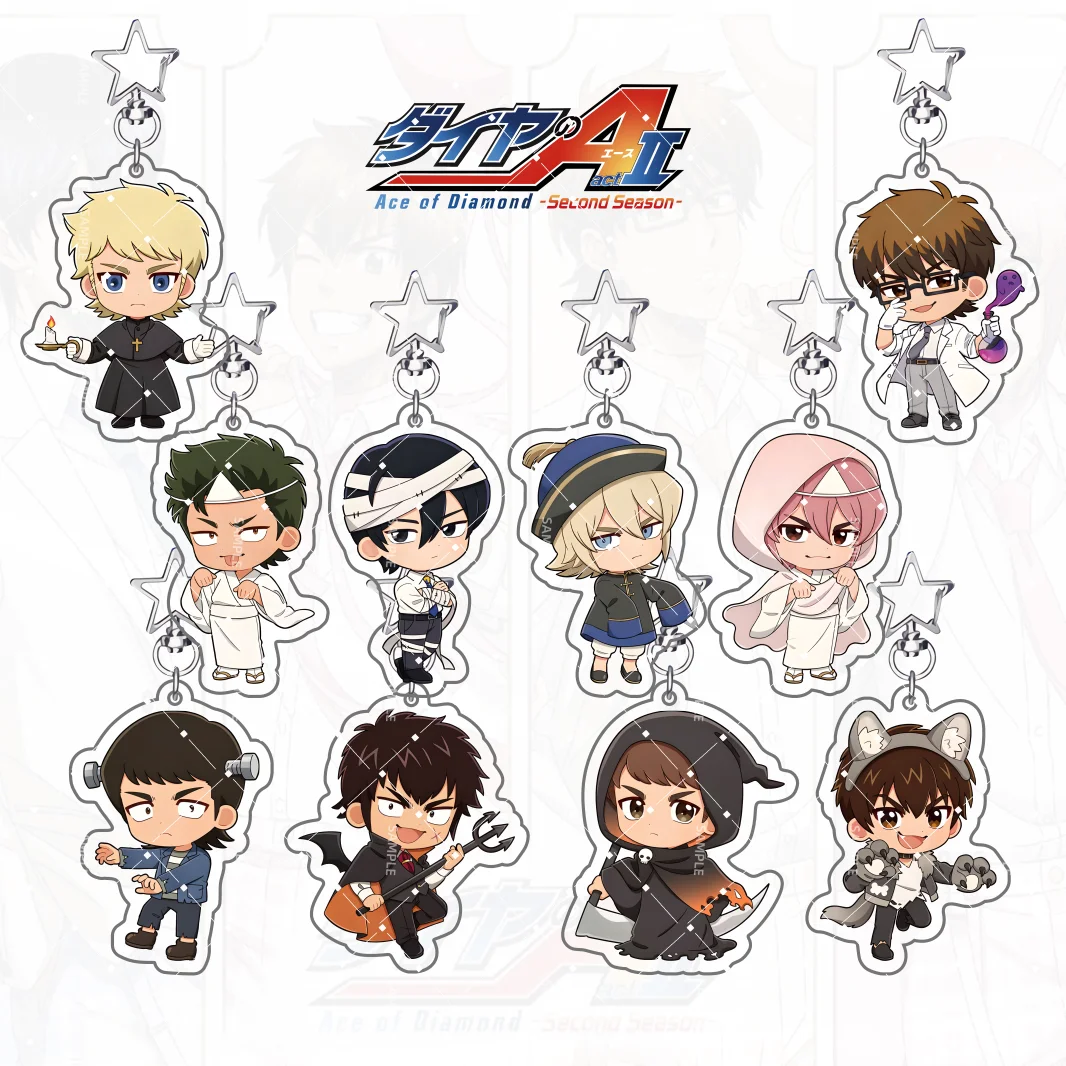 Ace of Diamond Halloween Ver. 6CM Acrylic Keychain Anime Table Decor Collection Desk Display Ornament Gift For Fans