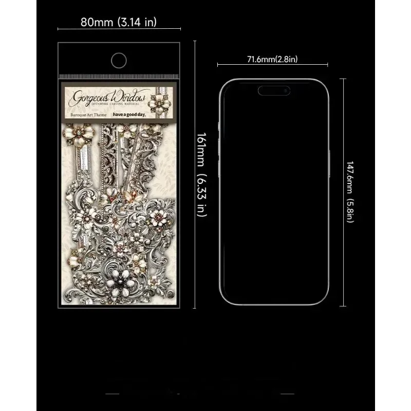 Lot de 20 feuilles autocollantes style baroque pour scrapbooking, 161x80mm, pour bricolage manuel, fenêtre vitrée, matériel, artisanat