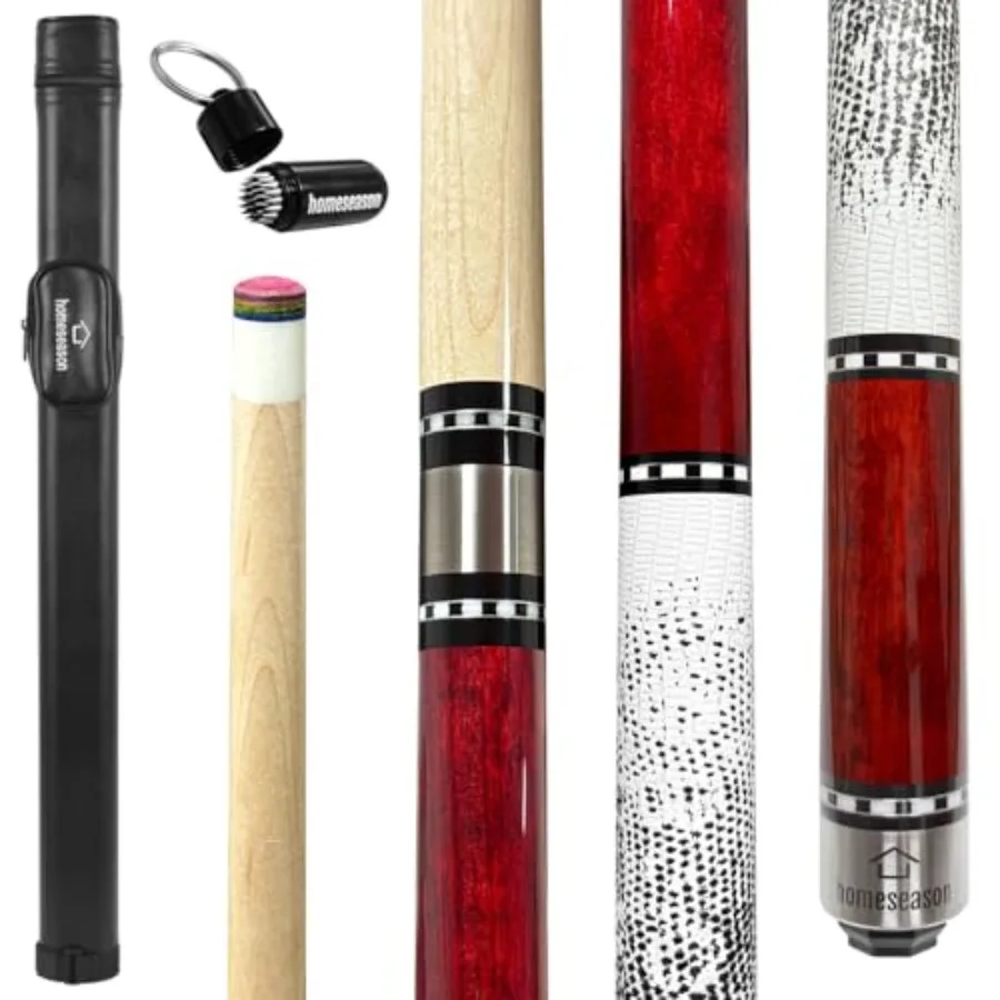 

58in Pool Cue Stick Canadian Maple Wood 13mm Tip - 18oz Perfect for Precision Play, Low Deflection Pool Cue for Enhanced Accura