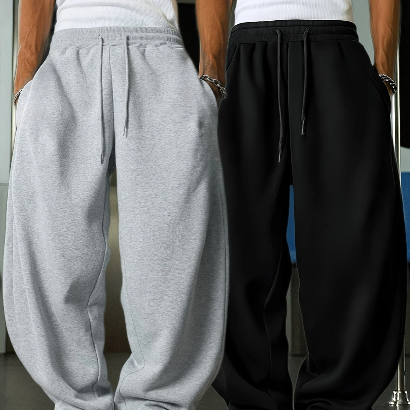 

Men's Women's Super Wide-Leg Harem Pants with Elastic Waist Smock Closure Heavy-Duty Winter Warmth Casual To Formal Wear