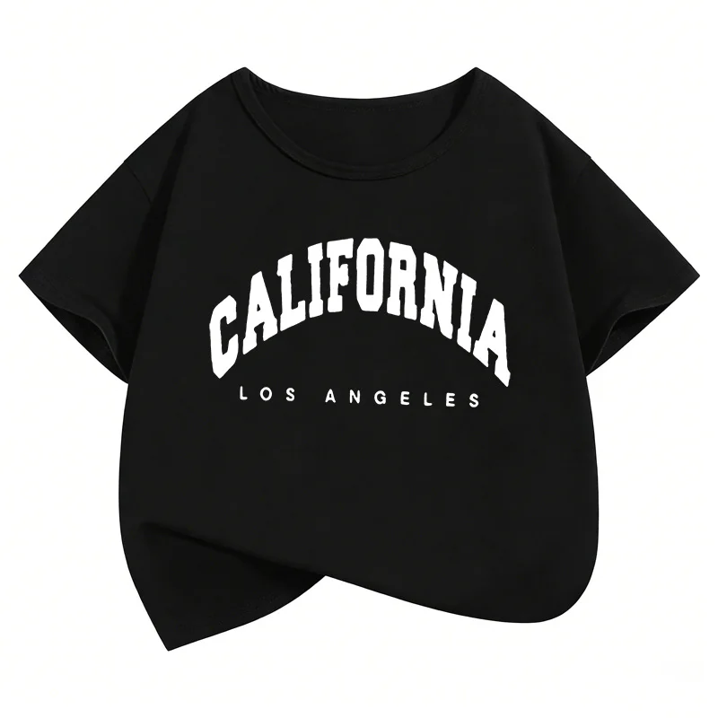 California Los Angeles Letter Printed  Tshirts Fashion Kids Children's T-shirt Boys Girls Summer Spring Casual Top Tee Shirt