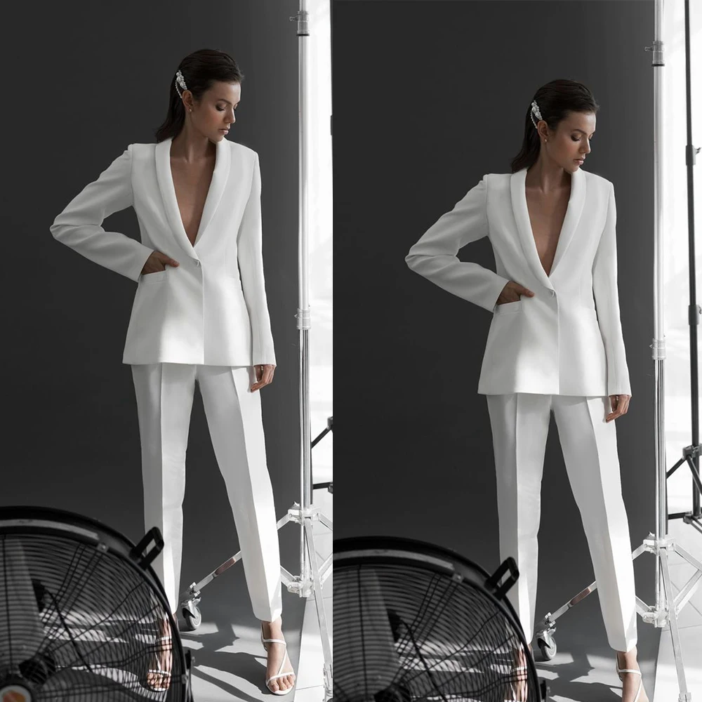 

костюм женский Women Suit Office Sets 2 Piece V Neck Blazer+Pant Party Prom Dress Custom Made Fit Slim Hot Girl Ins Streetwear