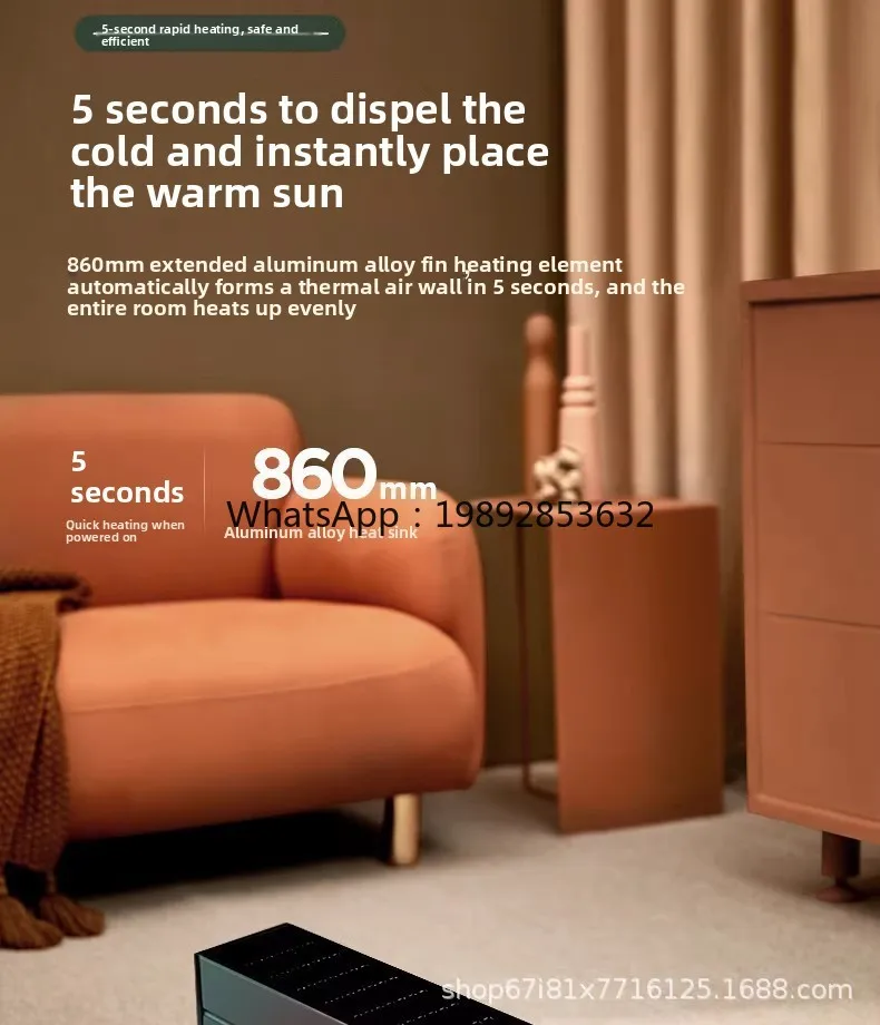 ZZ Baseboard Heater Electric Heater Household Waterproof Bathroom Electric Heater Winter Living Room Warm Air Blower