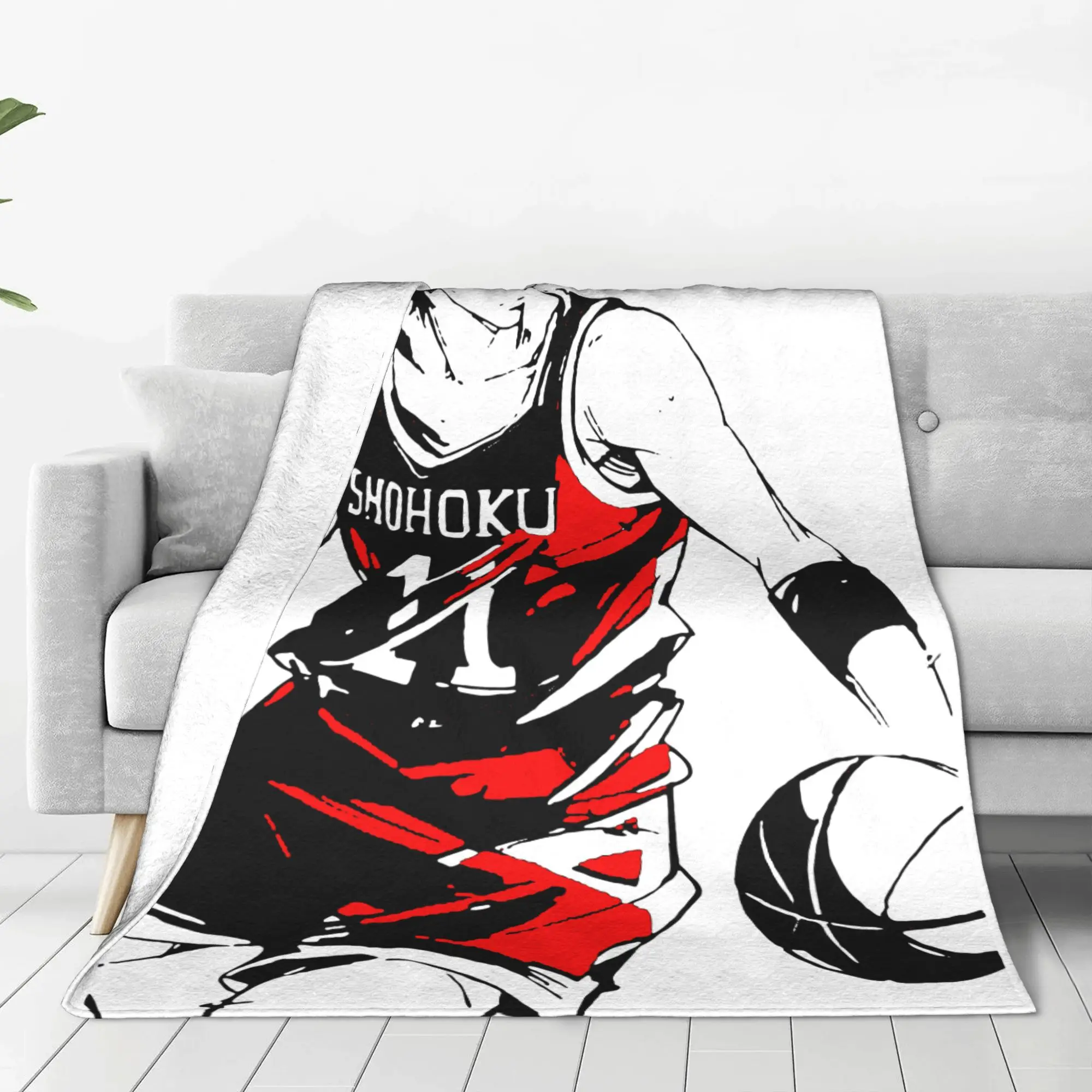 Kaede Rukawa Slam Dunk Plush Blanket Slam Dunk Basketball Anime Hanamichi Sport Throw Blankets for Home 125*100cm Bedspreads