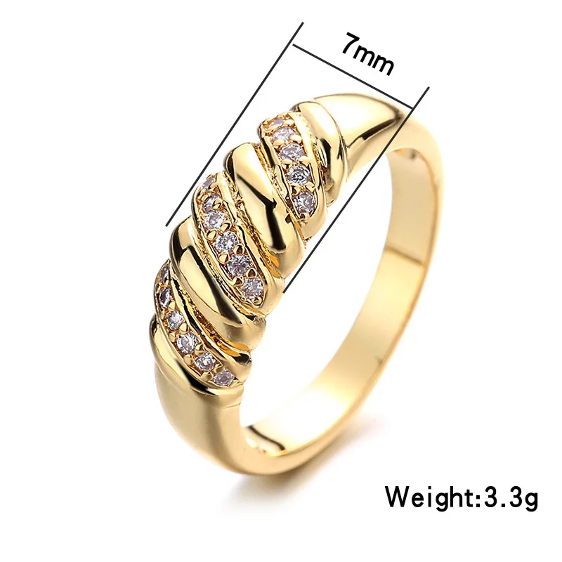 ZHOUYANG Chunky Croissants Pierścionki dla kobiet Vintage Gold Color Statement Ring Finger Akcesoria Moda Modna biżuteria KAR210 — zdjęcie 7