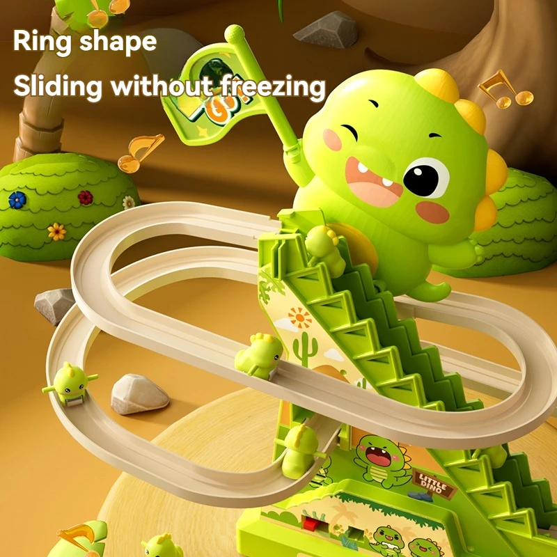 

New Stair Climbing Dinosaur Flashing Lights And Music Roller Coaster Toy Interactive Escalator Toy Parent Child Interactive Toys