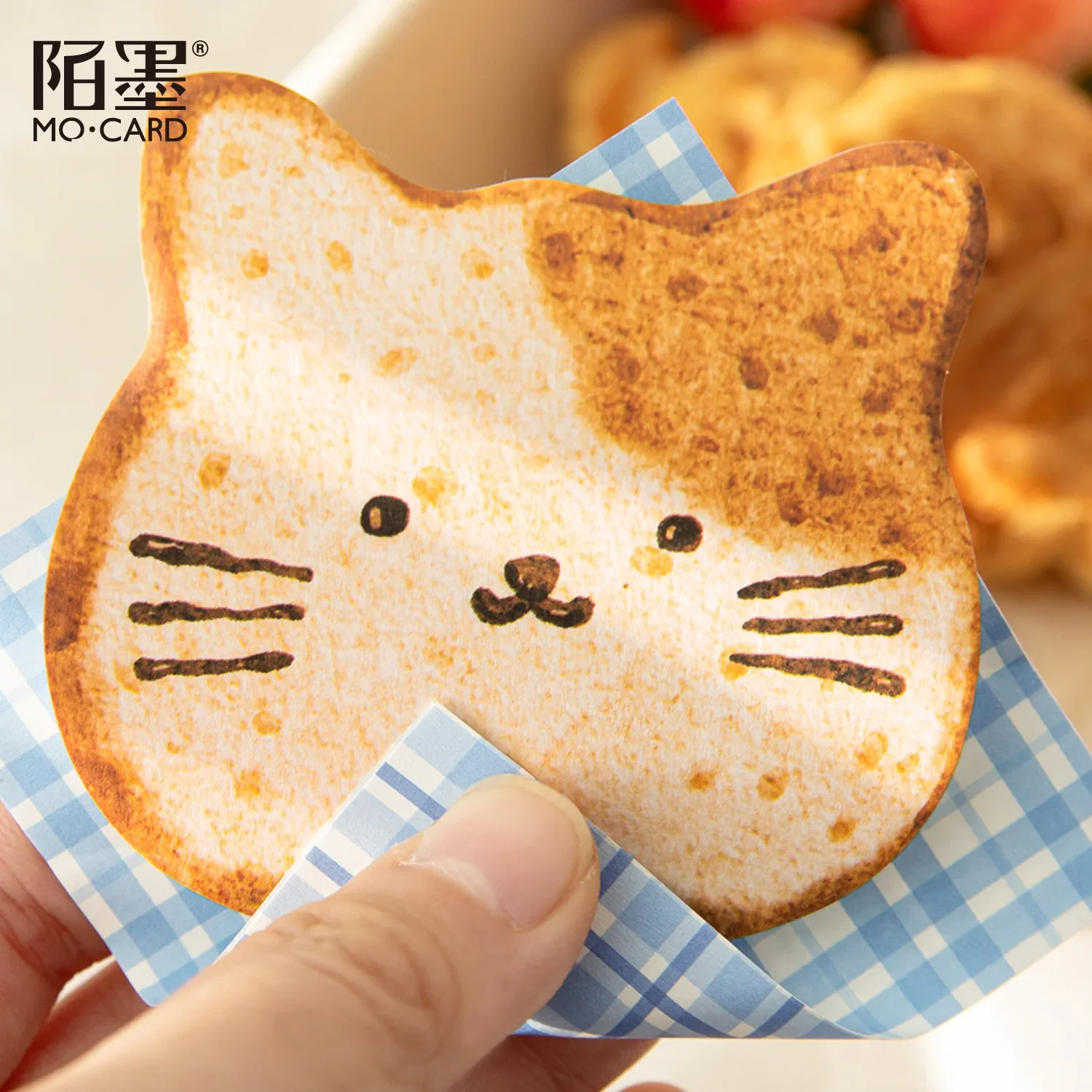 30 Sheets Bread Shape Self-Adhesive Note Pad Cute Toast Bread Fruits N Times Posted Student Writable Memo for Scrapbook