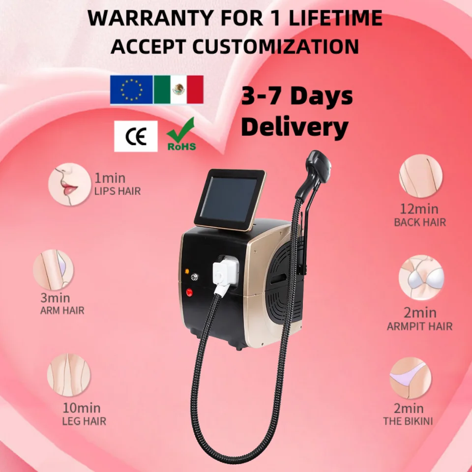 

Professional Soprano Laser Epilator Ice Titanium Permanent Hair Removal 3 Wavelengths Diode Laser remove hair Machine for salon