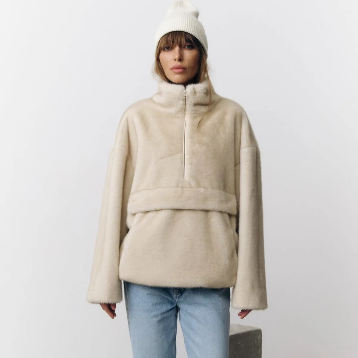 

BJTZ 2025 женская зимняя куртка из искусственного меха, новый зимний стиль, теплый пуловер на молнии, утепленное стеганое пальто