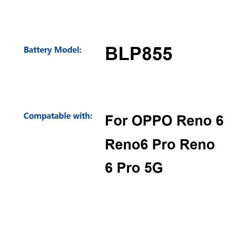 

4500Mah Reliable Replacement BLP855 For Oppo Reno 6 Pro 5G Mobile Phone Battery Long-Lasting
