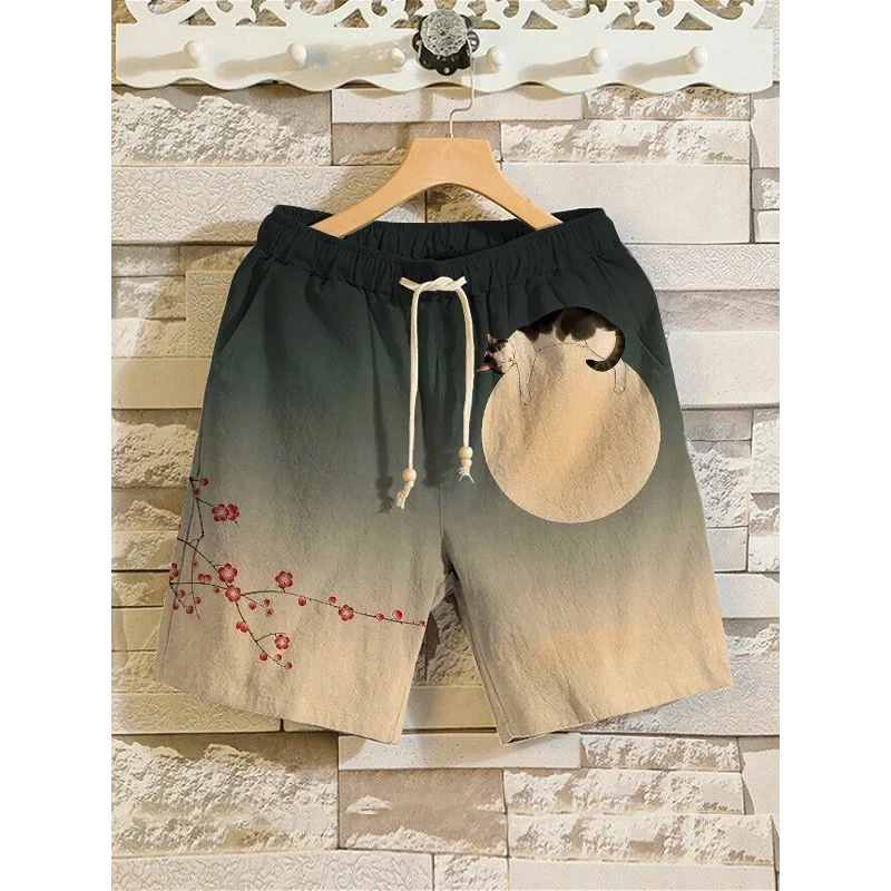 Moda japonesa ukiyo-e gráfico praia shorts tendência de verão streetwear 3d impresso calças curtas casuais grandes crianças troncos de natação