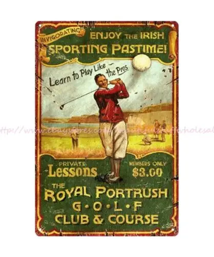 sporting royal portrush golf club course metal tin sign wall poster