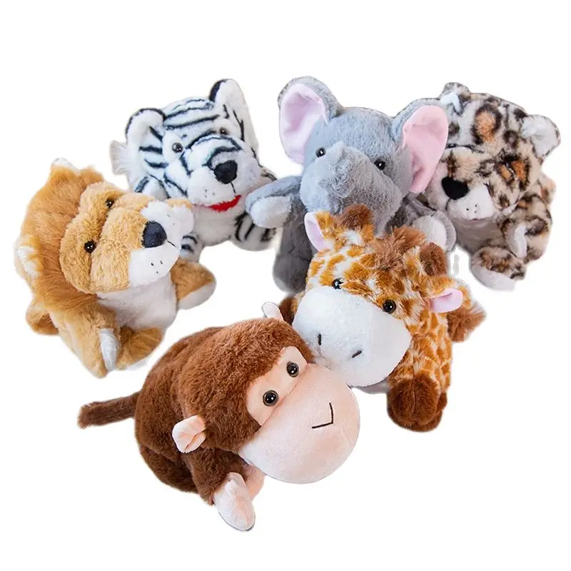 New Hand Finger Story Puppet Stuffed Plush Animals Lion Elephant Tiger Monkey Toys Dolls Educational Toys  Gift