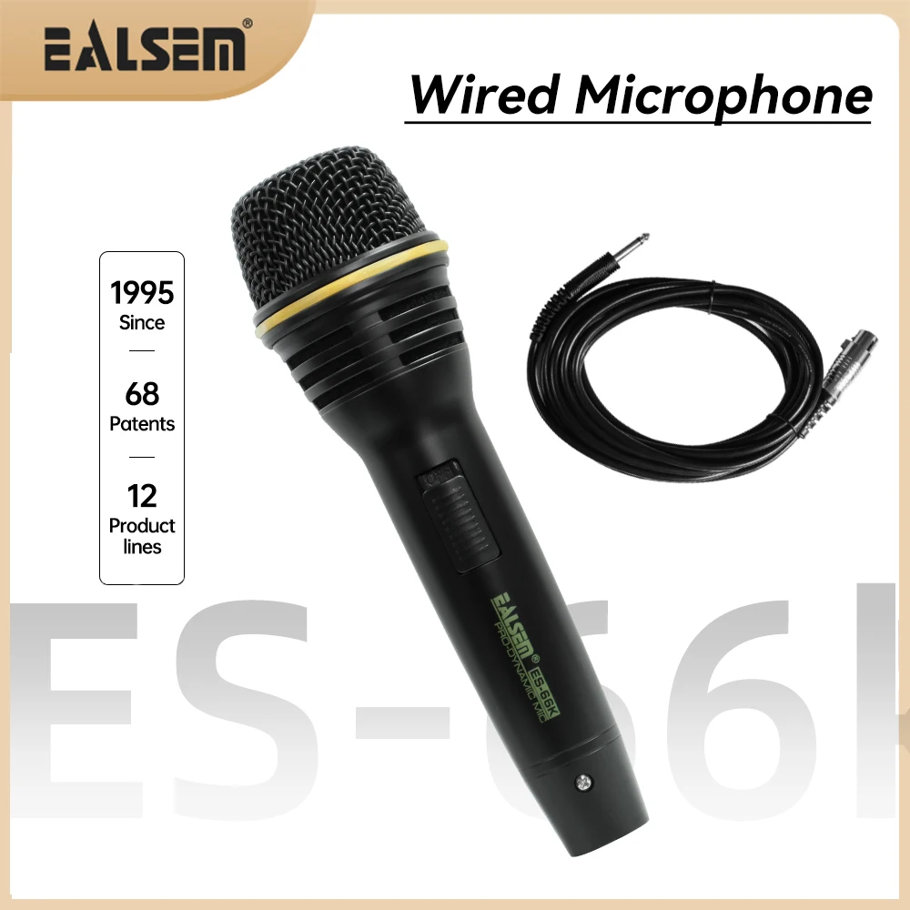 

EALSEM ES-66K Professional Wired Dynamic Microphone Vocal Mic with XLR to 6.35mm Cable for Karaoke Recording KTV