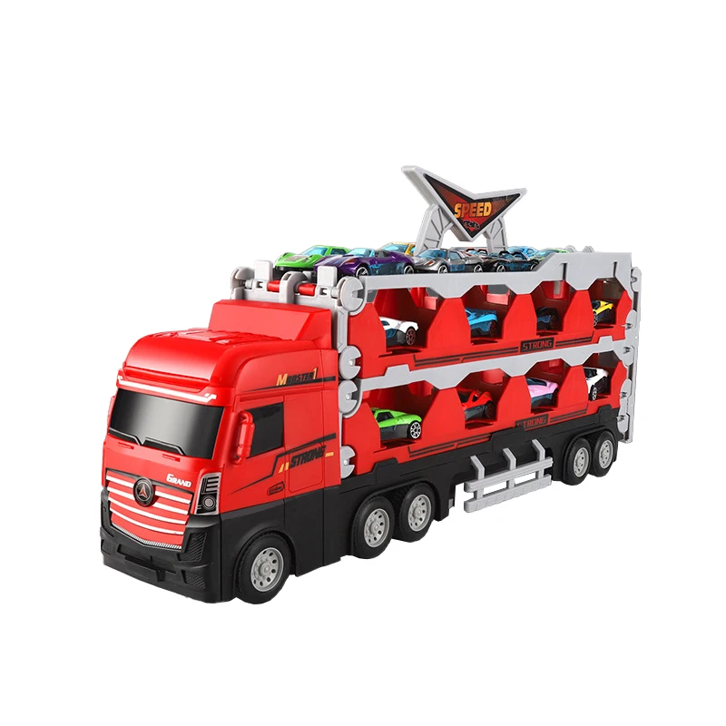 Large Car Transporter Truck Folding Deformation Big Lloy Sports Cars Model Multi-Function Trucks Toy Children\'s Educational Gift