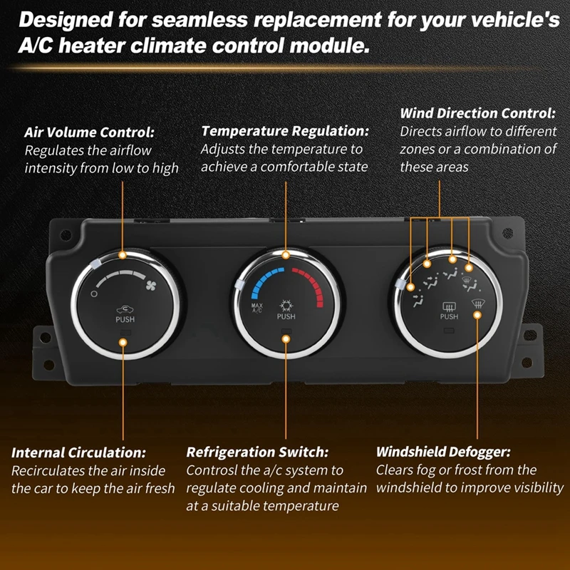 Super Sale A/C Heater Control Module for Dodge Ram 1500 2500 3500 4500 HVAC Control Switch Panel 68090626AD 55111290AE 55111290A