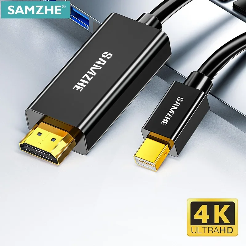 

SAMZHE Mini DP to HDMI Converter Cable Thunderbolt Interface HD Video Cable Suitable for Apple Mac Microsoft Surface Laptop Blac