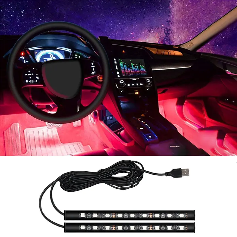 New LED Car Interior Ambient Foot Strip Light Kit Backlight 5V USB Auto Decorative Atmosphere Neon Lamp Vehicle Accessories