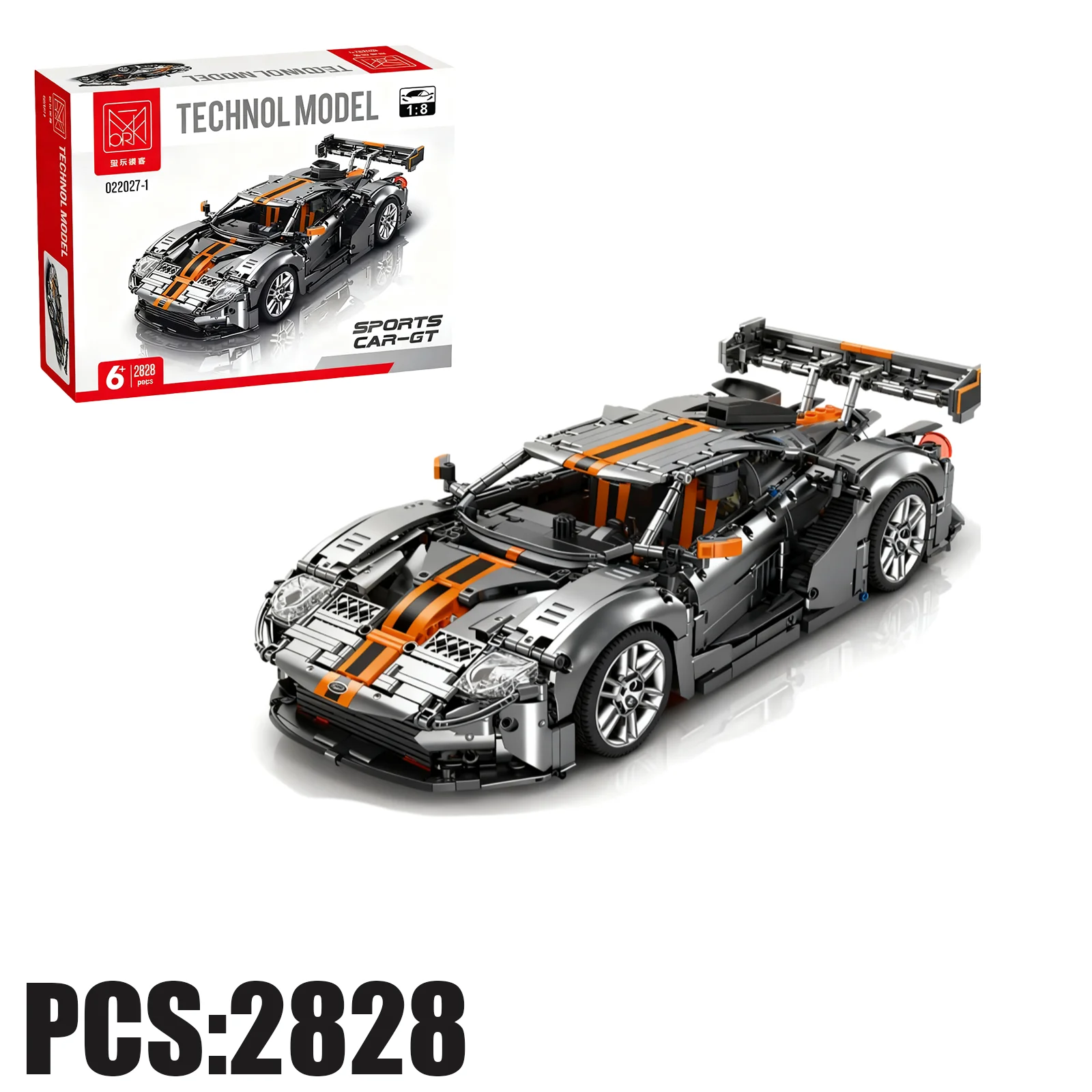 

MOC Mechanical PCS2828GT Racing Car Building Blocks Model Kit for Kids Adults Enthusiasts Christmas Birthday Gift