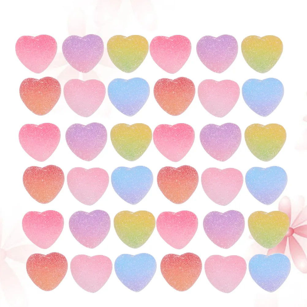 48Pcs Phone Cover Simulation Jelly Candy Resin Heart Shape Mixed Color DIY Crafts Accessories for Scrapbooking Phone