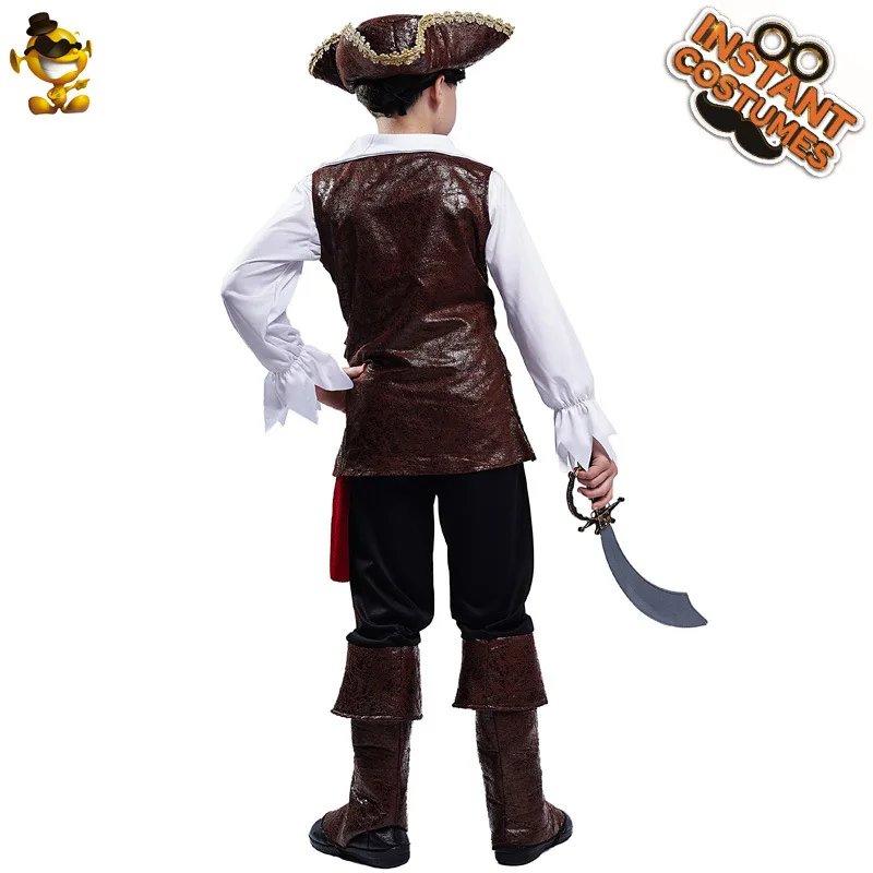 Fantasia de pirata infantil para Halloween, capitão pirata para meninos, cosplay, festa, performance de palco