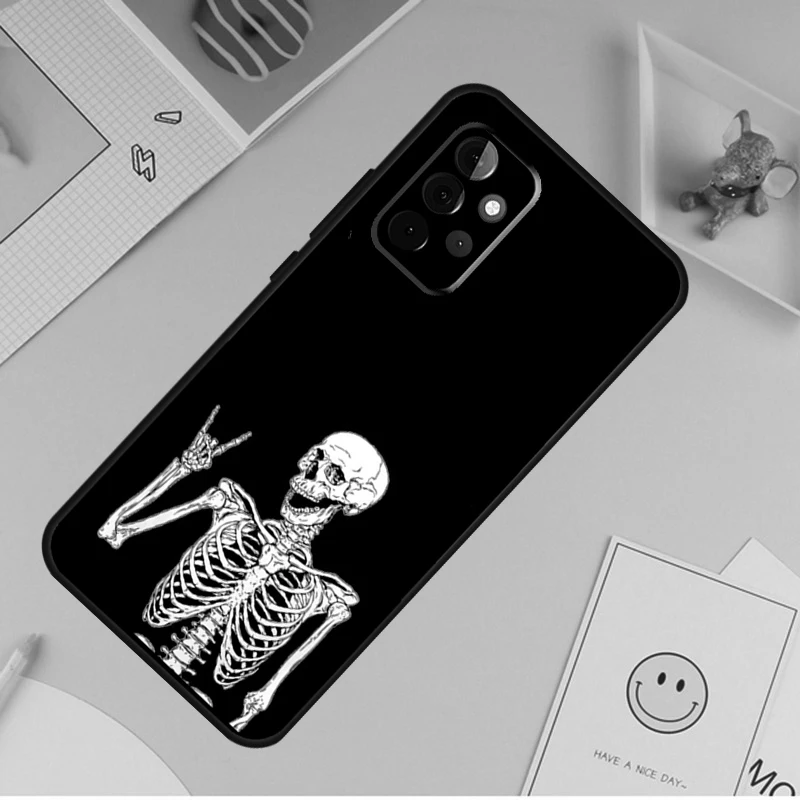 Rock and Roll Skull Case For Samsung Galaxy A54 A34 A14 A13 A33 A53 A12 A32 A52 A71 A51 A15 A25 A35 A55 Cover image 4