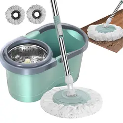 Spins Mop And Bucket Set With Wringer Automatic Rotating Spins Mop For Hands-free Living Room Kitchen Bathroom Cleaning