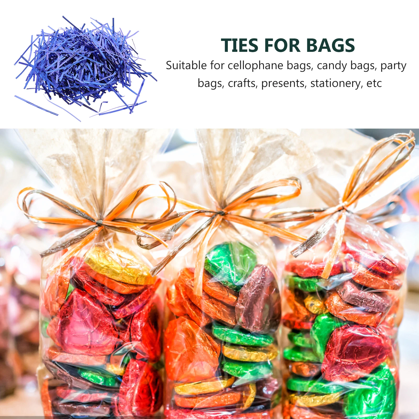 

800 Pcs Colorful Metal Wire Tie Bread Ties Candy Transparent Bag for Bags Metallic