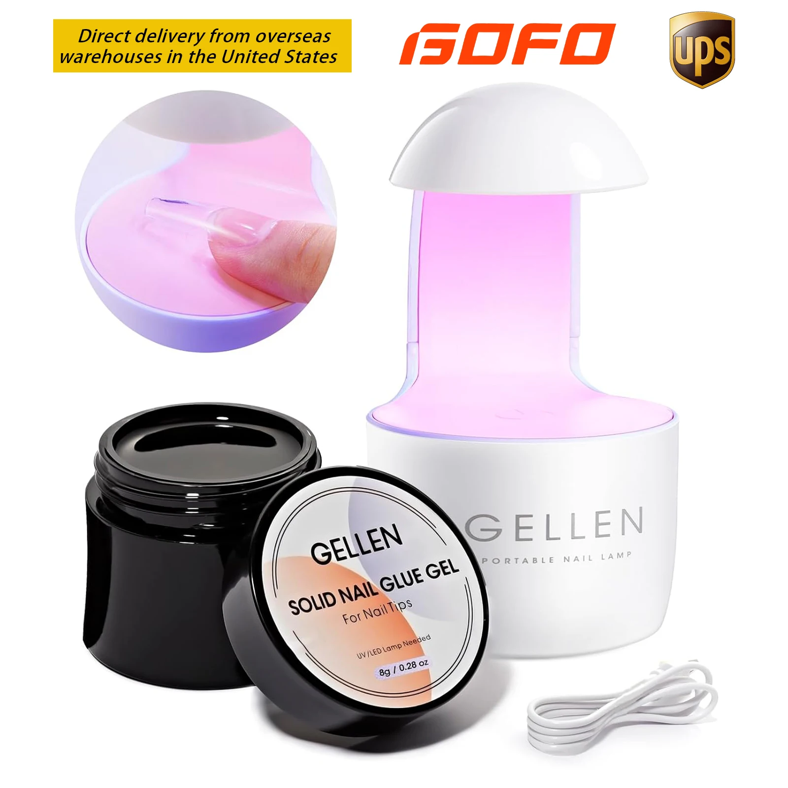 

GELLEN DIY Nail Art Kit 8g Solid Nail Glue Gel with UV LED Lamp for Home Manicure Press on Acrylic Nails Making Women Gift Set