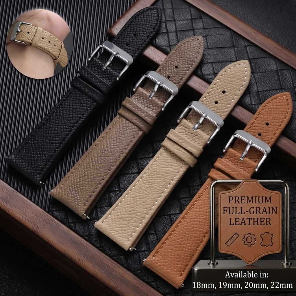18mm 19mm 20mm 21mm 22mm Wasserdichtes Echtleder-Uhrenarmband Schnellverschluss Leder-Uhrenband Business-Sport-Armband für Männer und Frauen
