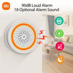 Xiaomi Smart ZigBee3.0 Siren Alarm Temperature Humidity 90dB Sound Light Sensor Battery Built-in 3 in 1 ZigBee Sensor Smart LIfe