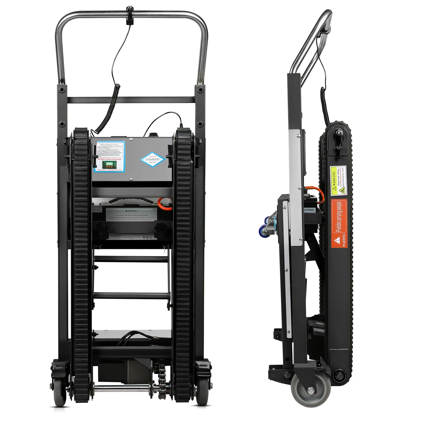 1250W Electric Stair Climbing Dolly, 900lbs Capacity Heavy Duty Stair Climber Motorized Hand Truck with Ropes &