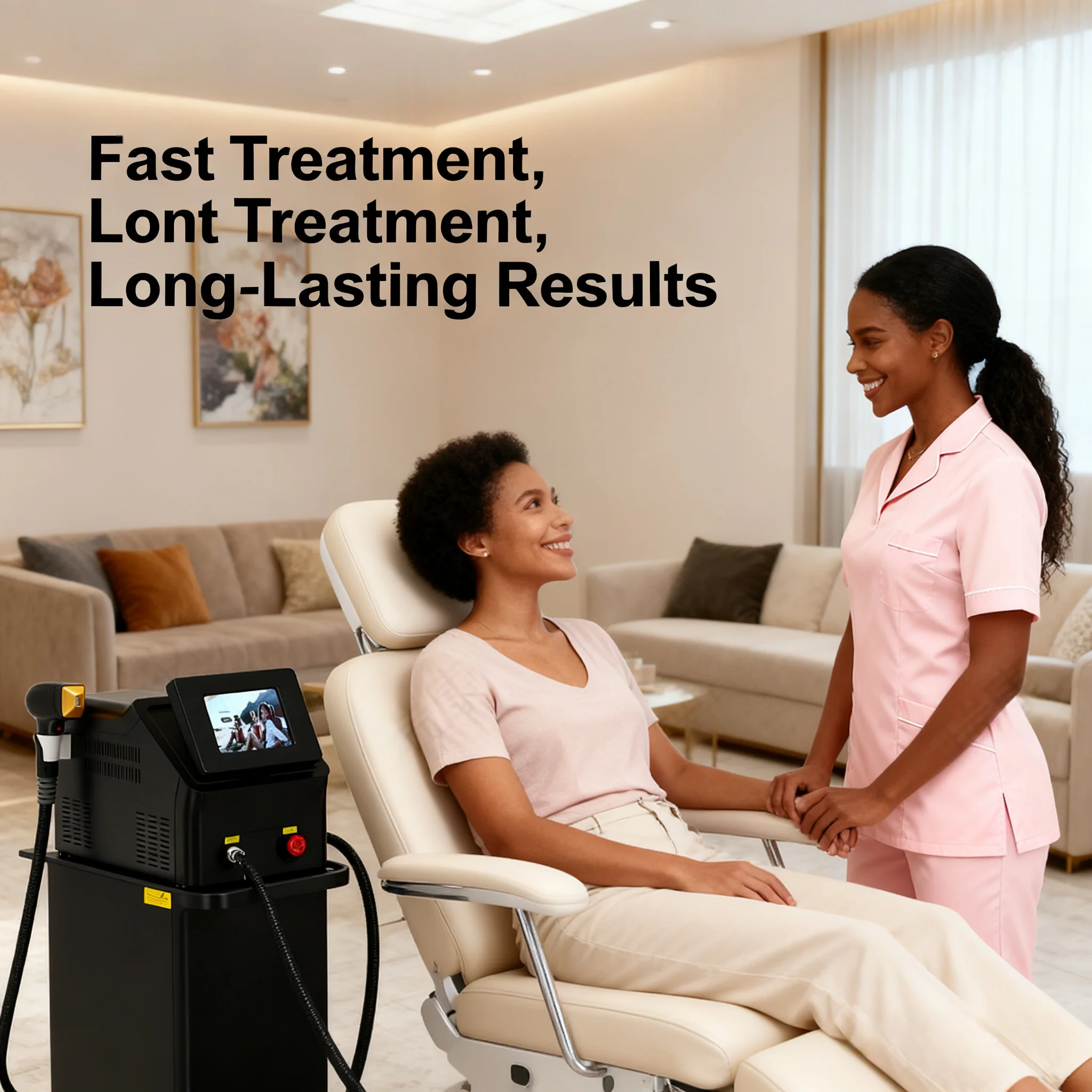 

Sensitive skin friendly ice sensation laser hair removal device, 3000W high power, triple wavelength technology, permanent hair