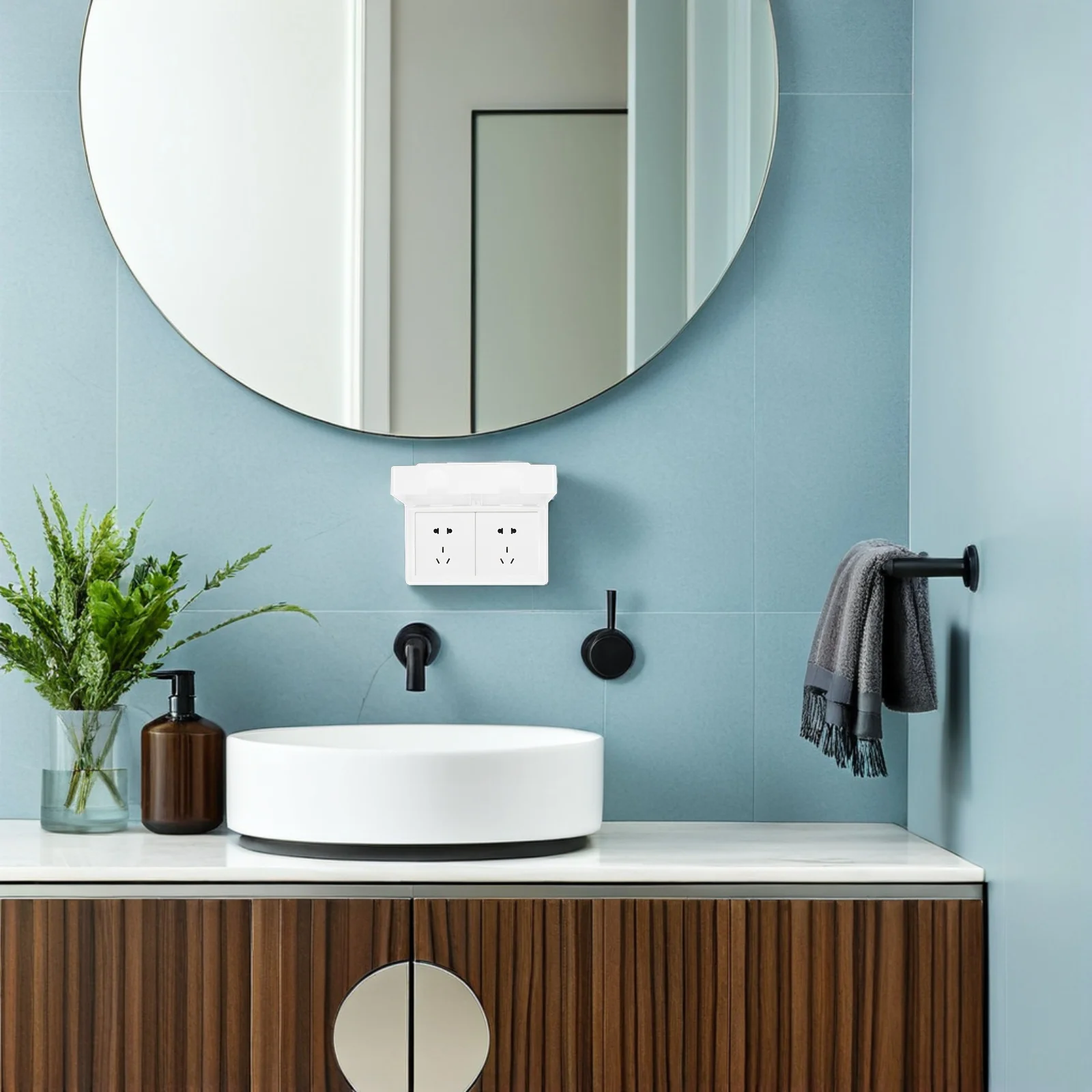 

3Pcs Waterproof Plug Box Cover Double Outlet Protector Case for Wall Mount Bathroom Kitchen Electrical Safety Wall Outlet Box