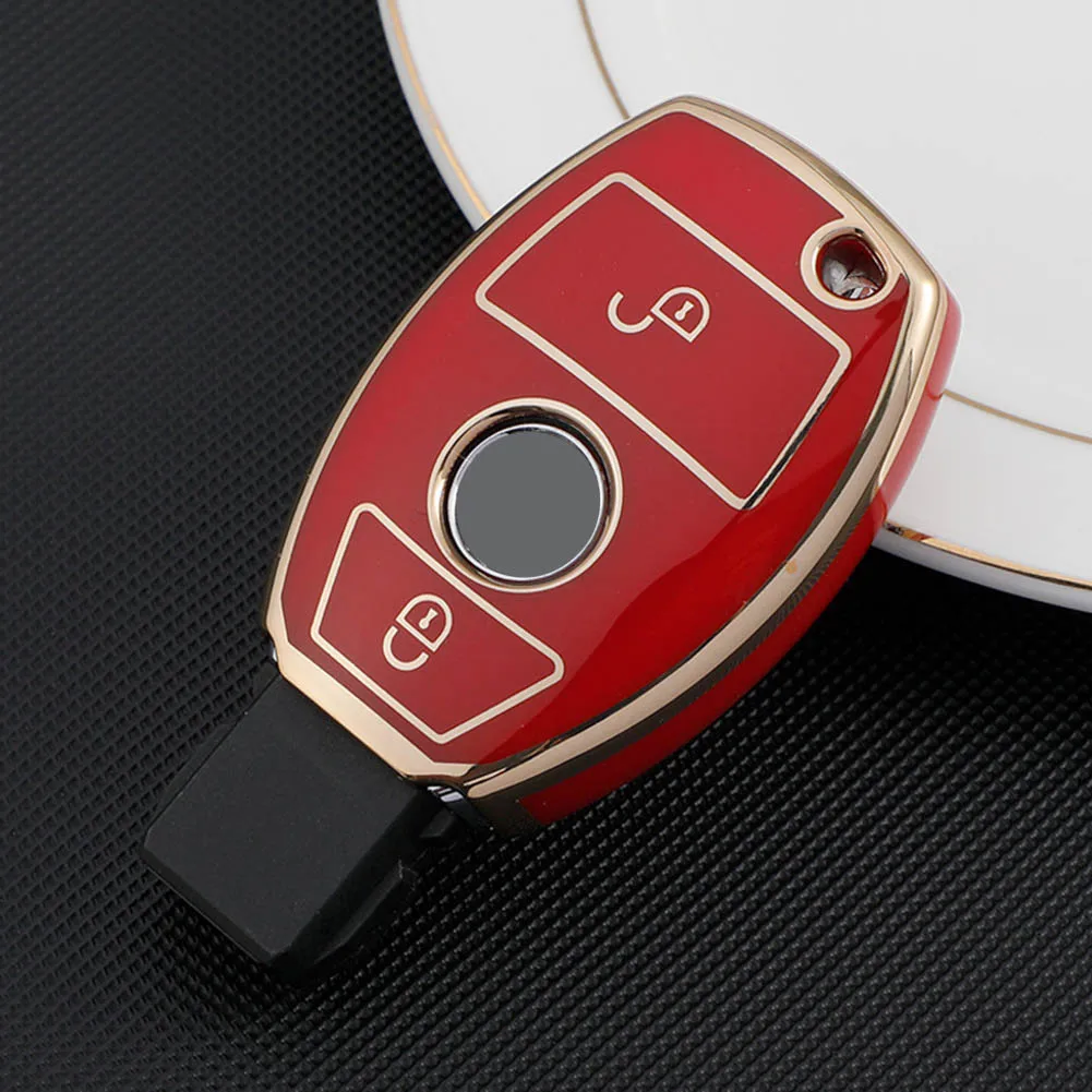 Car Key Protective Car Key Case Cover Car Accessories Brand New Car 2 Button Key Cover For Mercedes-Benz None Black Green