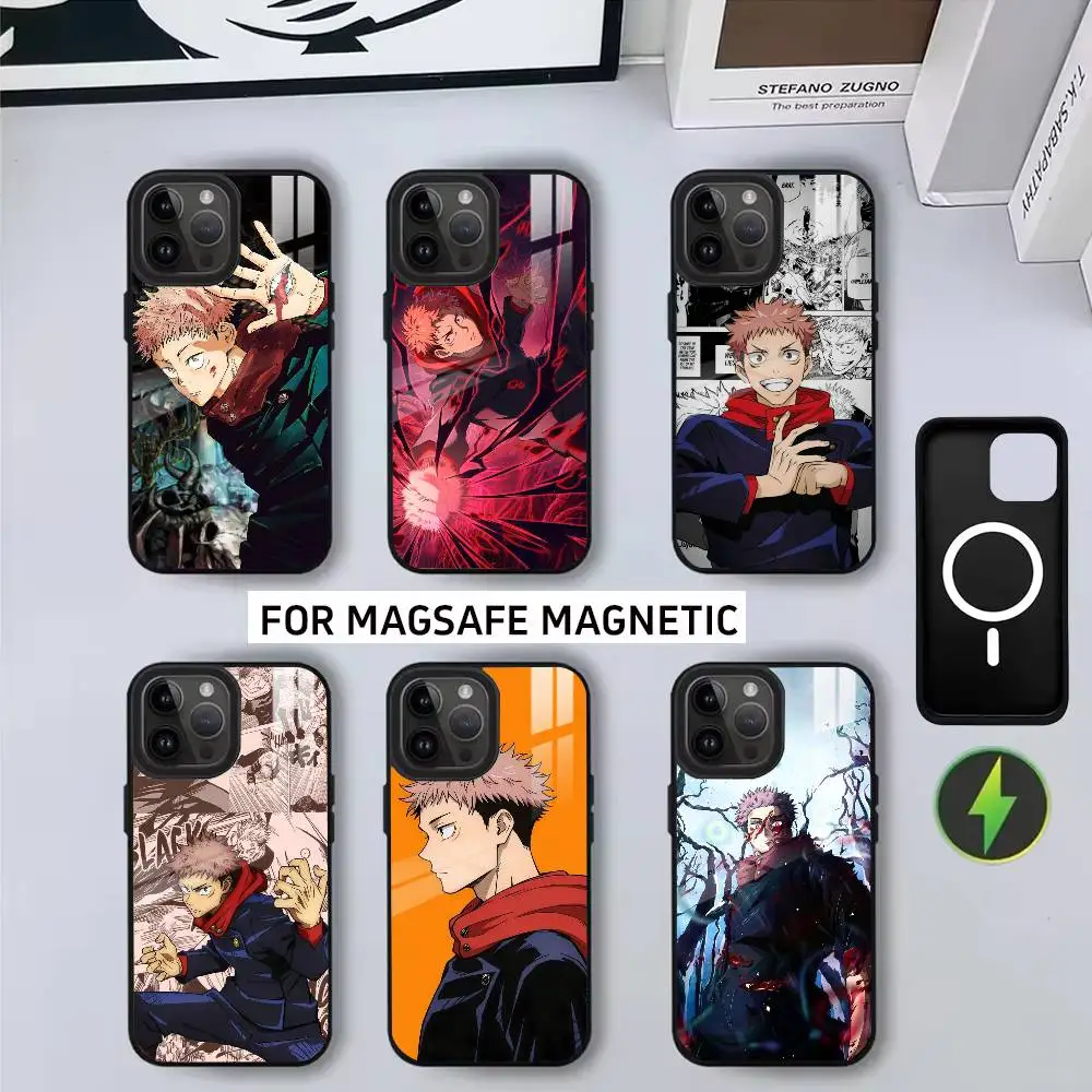 

J-Jujutsu Y-Yuji I-Itadori-JKYI Phone Case For iPhone17,16,15,14,13,12,11 Plus,Pro Magnetic For Magsafe Wireless Charging