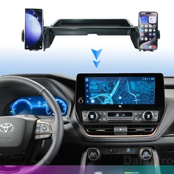 For Toyota Grand Highlander 2024 Dual Phone Holders Base Multifunctional Storage Box Car Screen Fixed Organizer Accessories