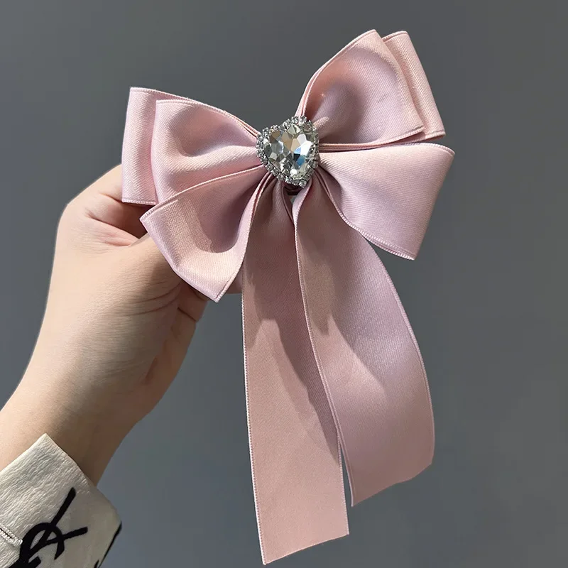 New Korean Transparent Love Rhinestone Elegant Bow Duck Billed Hair Clip Top Clip Sweet Fashion Versatile Hair Accessories