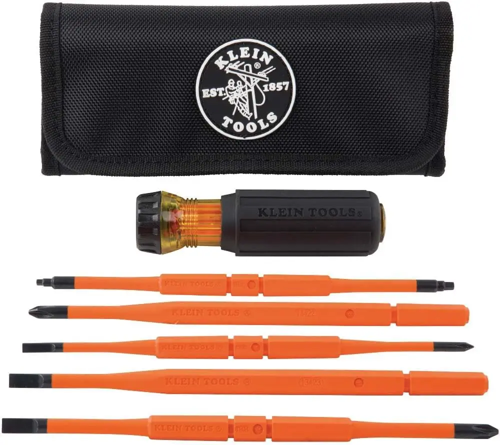 

8-in-1 Insulated Screwdriver Set with Interchangeable Blades, 3 Phillips, 3 Slotted, 2 Square Tips