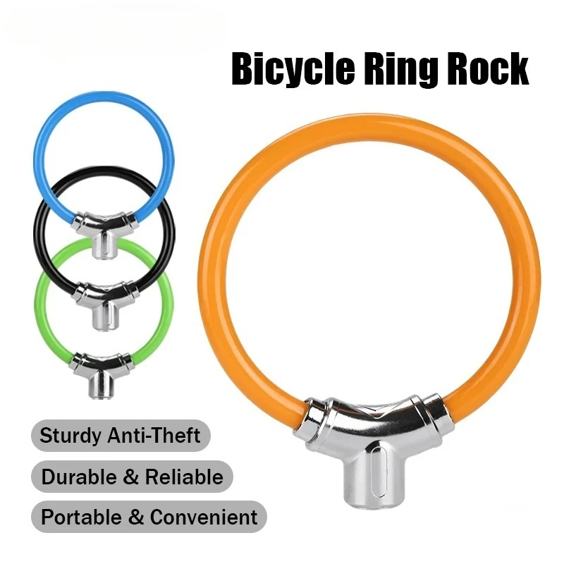 Portable Cable Ring Key Lock Aluminium Alloy Thickened Ring Lock Mountain Bike Anti-Theft Lock with 2 Keys Bicycle Accessories