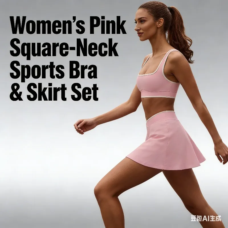 

2026 New Halter Bra & Tennis Skort Set Medium-Support & Built-In Shorts for Court Gym & Yoga