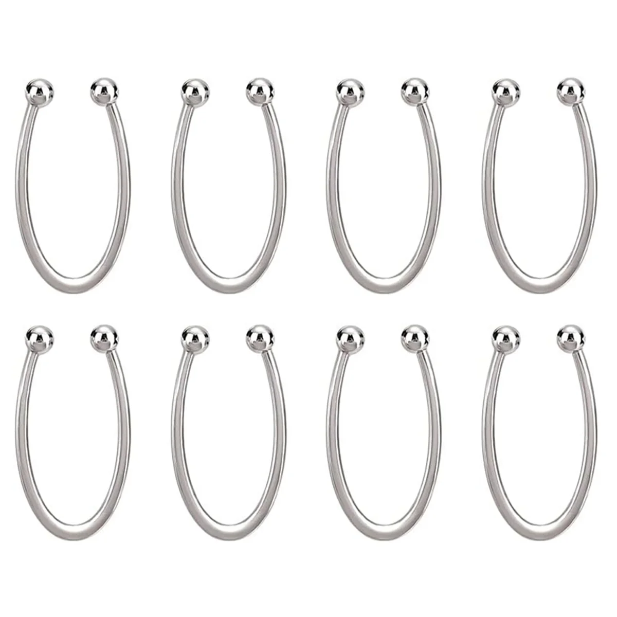 New 8 Pcs Bikini Closure, Metal Strap Hooks Alloy Bikini Pins Clips U Shape Ring Buckle Chest Closure Connector Silver
