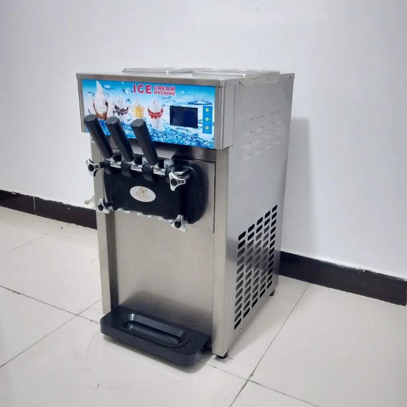 Soft Ice Cream Machines Commercial Sorbet Coolers Tricolor Desktop Sweet Cone Freezing Equipment Vending Machine