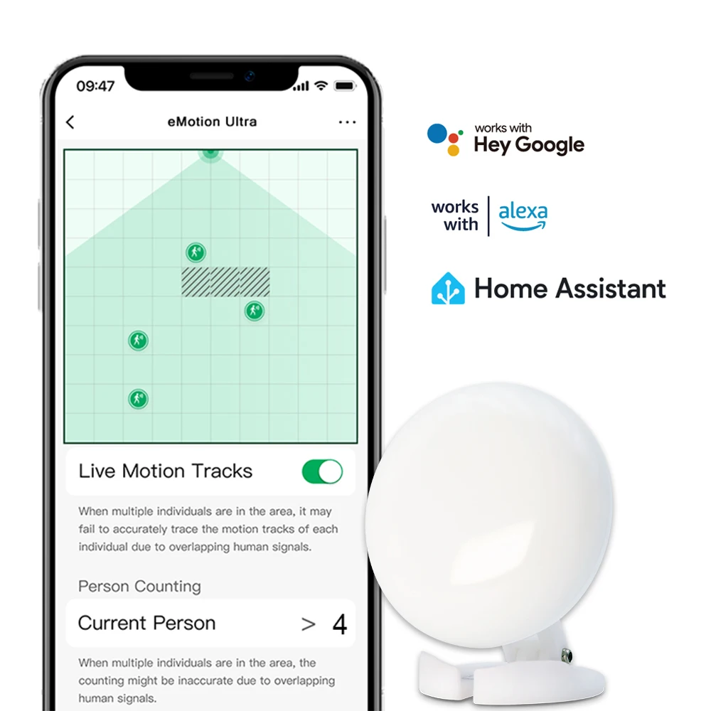 LinknLink EMotion Ultra 60GHz MmWave Radar WiFi Smart Presence Sensor,IR,Brightness,Temperature,Humidity, MQTT Home Assistant