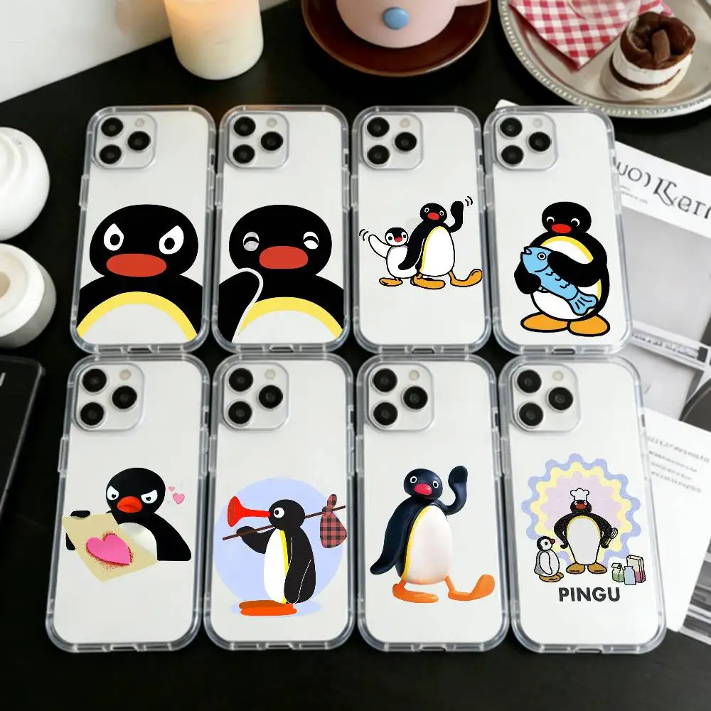 

C-Cute Kawaii P-Penguin Phone Case For iPhone 17 16 15 14 13 12 11 Mini Pro Max Plus Transparent Cover