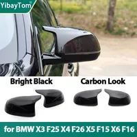 For BMW F25 X3 F26 X4 F15 X5 F16 X6 14-18 M Style Look  Rearview Side Wing Mirror Cover Cap Carbon Fiber Pattern Black