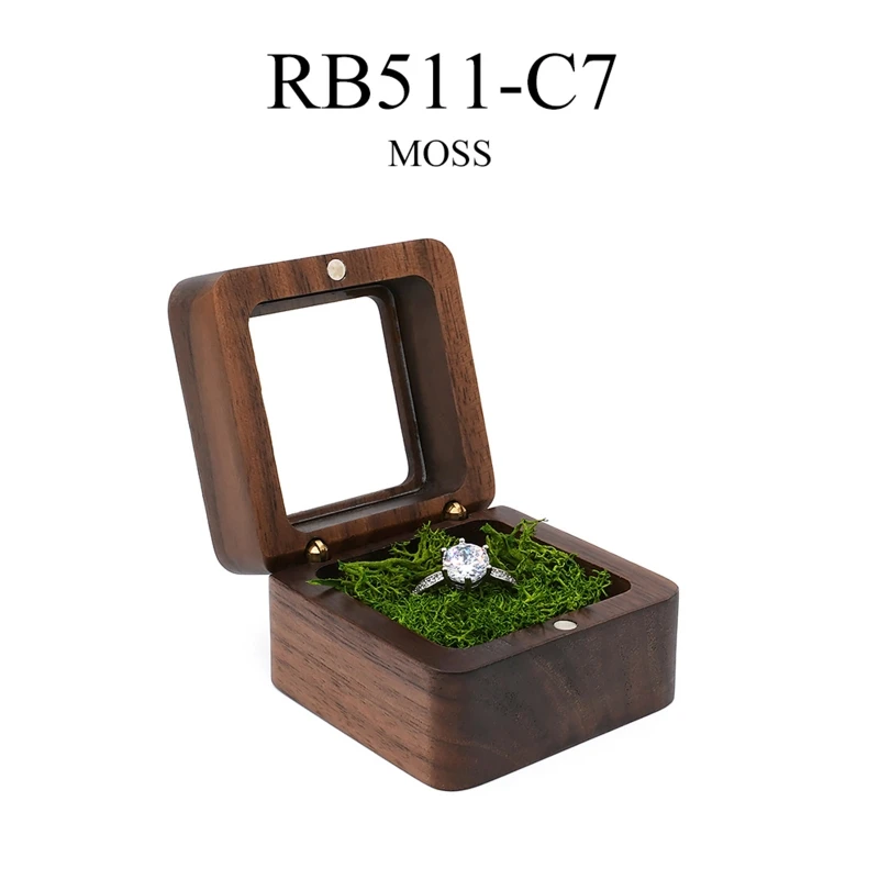 7 Styles Portable Retro Brown Wood Ring Box Jewelry Chest Organizer Earrings Flip Jewelry Wooden Presentation Box for Ca